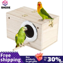 Wood Bird House Nest Birds Breeding Box Bird Parrot Breeding Decorative Cages Pet Accessories Home Balcony Decoration Mating Box Shopping111.com