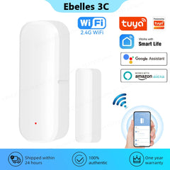 Tuya Smart Home WiFi Door Sensor Alarm Window Door Open/Closed Detectors Security Protection Smart Life Voice for Alexa Google Shopping