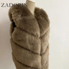 Image of ZADORIN 3XL Autumn Winter Thick Warm Faux Fox Fur Vest Women High Quality Fashion V-Neck Short Fur Coat Female Fur Waistcoat Shopping