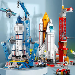 Aviation Spaceport Model Space Shuttle Rocket Launch Center Construction Building Blocks Spaceship Kids Bricks Creative Toys Shopping