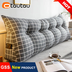 OTAUTAU Wedge Triangle Cotton Plaid Cushion with Filler Bed Soft Headboard Back Waist Backrest Long Body Pillow ZT6CM1C Shopping