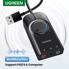 UGREEN Sound Card USB Audio Interface External 3.5mm Microphone Audio Adapter Soundcard for PC Laptop PS4 Headset USB Sound Card Shopping