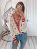 Image of High Quality Fashion Designer Bee Embroidery Cardigan Long Sleeve Single Breasted Contrast Color Button Knitted Sweaters C-068 Shopping