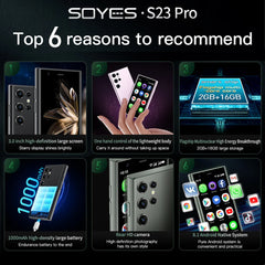 SOYES S23 Pro Ultra-thin Smartphone 2GB RAM 16GB ROM Android8.1 Dual SIM Standby 1000mAh 3G Network Compact Mobile Phone