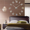 Image of 3D Acrylic Digital Wall Clock Roman Numerals Design Mirror Wall Clock Fashion Large Round Wall Clock DIY Self Adhesive Clocks Shopping