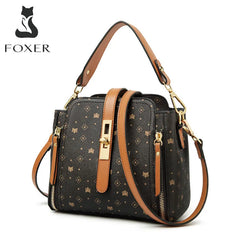 FOXER Brand Signature Crossbody Shoulder Bag Lady Monogram Retro Handbag Fashion Women Vintage Female PVC Leather Messenger Bags Shopping