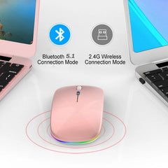 Rechargeable Bluetooth5.1 Wireless Mouse with 2.4GHz USB 1600DPI Mouse for Computer Laptop Tablet PC Macbook Gaming Mouse Gamer