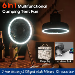 10000mAh Camping Fan Rechargeable Desktop Portable Circulator Wireless Ceiling Electric Fan with Power Bank LED Lighting Tripod Shopping