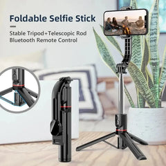 Wireless Selfie Stick for Smartphone, 44 Inch Tripod with Bluetooth Remote, Portables Foldable Stand for Vlog Shooting Record