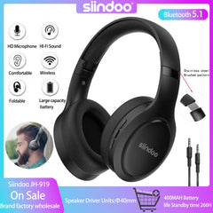 Siindoo JH-919 Wireless Bluetooth Headphones Foldable Stereo Earphones Super Bass Noise Reduction Mic For Iphone Laptop PC TV Shopping111.com