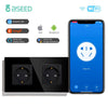 Image of BSEED Smart Wifi Double Socket EU Standard Work With Tuya Alexa Smart Life Crystal Glass Panel Wifi Outltes Timer Function - Shopping