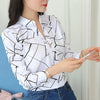 Image of JFUNCY Women White Tops Women's Blouses Fashion Stripe Print Casual Long Sleeve Office Lady Work Shirts Female Slim Blusas Shopping