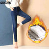 Image of Winter Lambwool Fluff Pencil Jeans Super Warm Women Fleece Lined Skinny Denim Pants Casual High Waist Thicken Stretch Vaqueros Shopping