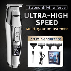 Kemei-5027 Professional Hair Clipper Beard Trimmer for Men Adjustable Speed LED Digital Carving Clippers Electric Razor KM-5027 Shopping