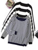 Image of 2022 Autumn Winter Long Sleeve Striped Pullover Women Sweater Knitted Sweaters O-Neck Tops Korean Pull Femme Jumper Female White Shopping