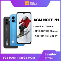 AGM NOTE N1 Smartphone: 8GB/128GB, Unisoc T606 CPU, 6.52" HD+ IPS, 50MP Camera, 4900mAh, Dual SIM 4G, Side Fingerprint Shopping111