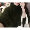 Image of White Mohair Thicken Turtleneck Sweater Autumn Winter Sweet Fashion Lantern Sleeve Casual Solid Color Pullover pull femme Shopping