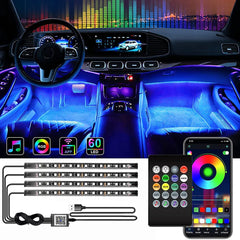 Neon LED Car Interior Ambient Foot Strip Light Kit Accessories Backlight Remote App Music Control Auto RGB Decorative Lamps Shopping