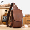 Image of BULLCAPTAIN Men's Crossbody Bags Crazy Horse Leather Chest Bag's Leather Crossbody Bages Retro Men's Zip Pocket Short Travel Bag Shopping