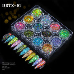 12pcs/set Nail Glitter Powder Dust Iridescent Flakes Sequins Gold Silver Super Shining Paillette Nail Art Manicure Decorations Shopping