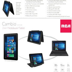 RCA Windows 10 Tablet PC 10.1 INCH 2GB DDR+32GB ROM HDMI-Compatible Z8350 CPU Quad Core WIFI Dual Camera