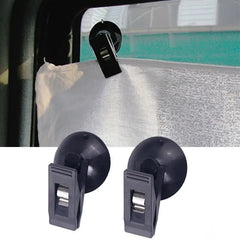 1 Pair Car Interior Window Clip Mount Black Suction Cap Clip Plastic Sucker Removable Holder For Sunshade Curtain Towel Ticket Shopping