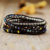 Image of Native Inspired Designer Leather Bracelet Black Onyx Mix 5 Strands Woven Wrap Bangles Bohemian Jewelry Dropship Shopping