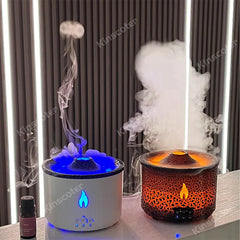 360ml Volcanic Flame Aroma Oil Diffuser Jellyfish Smoke Ring Air Humidifier Ultrasonic Atomizing Sprayer As Christmas Gift Shopping