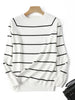 Image of 2022 Autumn Winter Long Sleeve Striped Pullover Women Sweater Knitted Sweaters O-Neck Tops Korean Pull Femme Jumper Female White Shopping