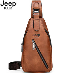 JEEPBULUO BRAND Chest Bag Men Sling crossbody bag Man's Crossbody Bag Split Leather High Quality For Man Shopping