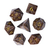 Image of Cusdie Handmade Amethyst Dice 7Pcs 16mm Polyhedral Stone Dice Set with Leather Box Gemstone D&D Dices for Collection RPG Shopping