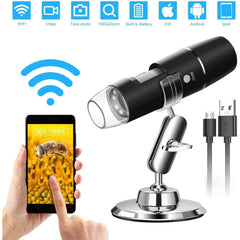 Wireless Digital WiFi Microscope,50X to 1000X Handheld Magnification Endoscope 8LED Compatible with Android/iOS Smartphone Table Shopping111