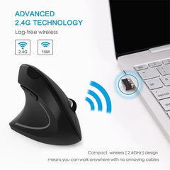 3 Levels DPI for Laptop, PC, Computer, Desktop, Notebook, Specially for Right-handers Wireless Vertical Mouse