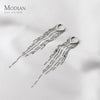 Image of Modian Real 925 Sterling Silver Long Tassel Sparkling Trendy Drop Earrings for Women Dangle Earrings Fine Jewelry Wedding Gift Shopping