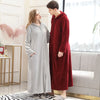 Image of Women Winter Extra Long Thick Warm Bath Robe Plus Size Zipper Luxury Flannel Peignoir Pregnant Bathrobe Men Coral Fleece Robes Shopping