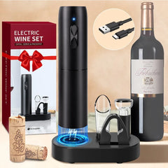 Electric Wine Bottle Opener Automatic Red Wine Corkscrew Rechargeable Wine Opener with Charging Base Wine Tools Kitchen Products Shopping