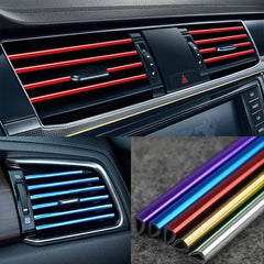 10 Pcs 20cm Car Air Conditioner Vent Outlet Trim Strip U Shape Chrome PVC Colorful Shiny Car Trim Strip for Car Decoration Shopping