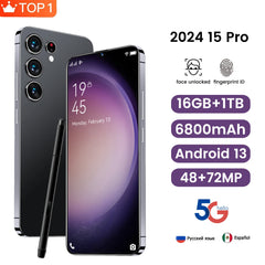 New SmartPhone i15 Pro 4G/5G Dual SIM Card Unlocked 16GB+1TB Original CellPhone 48+72MP Global Version Android 13 Mobile Phones Shopping111