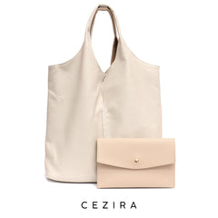 CEZIRA Fashion Individual Design Shoulder Bag For Women Vegan Leather Tote Two Colors Reversible Ladies PU Hobo Coin Purse Femal Shopping