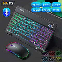 EMTRA Backlit Backlight Bluetooth Keyboard Mouse For IOS Android Windows For iPad Portuguese keyboard Spanish keyboard and Mouse Shopping