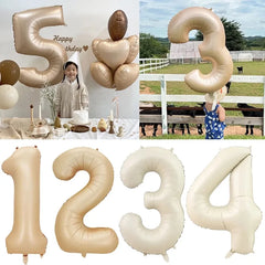 32/40Inch Cream Color Number Balloons 1-9 Large Digital Foil Helium Ball Girl Kids Adult Happy Birthday Party Decoration Wedding Shopping