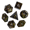 Image of Cusdie Handmade Amethyst Dice 7Pcs 16mm Polyhedral Stone Dice Set with Leather Box Gemstone D&D Dices for Collection RPG Shopping