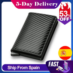 DIENQI Carbon Fiber RFID Blocking Men's Credit Card Holder Leather Bank Card Wallet Case Cardholder Protection Purse For Women Shopping