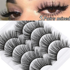 5 Pairs 5D Mink Eyelashes Natural False Eyelashes Lashes Soft Fake Eyelashes Extension Makeup Wholesale Shopping