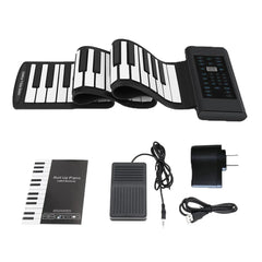 88 Keys Electronic Piano MIDI &USB Charge Portable ABS Soft Silicone Flexible Keyboard Digital Roll Up Piano with Horn and Pedal Shopping