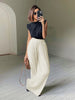 Image of Mnealways18 Beige Pleated Wide Leg Pants Womens Pants Fashion 2024 Casual Loose Trousers Office Lady Elegant Long Palazzo Pants Shopping