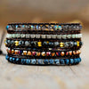 Image of Native Inspired Designer Leather Bracelet Black Onyx Mix 5 Strands Woven Wrap Bangles Bohemian Jewelry Dropship Shopping