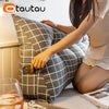 Image of OTAUTAU Wedge Triangle Cotton Plaid Cushion with Filler Bed Soft Headboard Back Waist Backrest Long Body Pillow ZT6CM1C Shopping