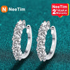 Image of NeeTim 3mm D Color Moissanite Earrings 925 Sterling Sliver Plated White Gold Hoop Earring for Women Wedding Party Fine Jewelry Shopping