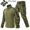 Image of HAN WILD Hunting Suit Camouflage Tactical Shirts Army Combat Uniform Airsoft Paintball Multicam Cargo Pant T-shirts with 4 Pads Shopping